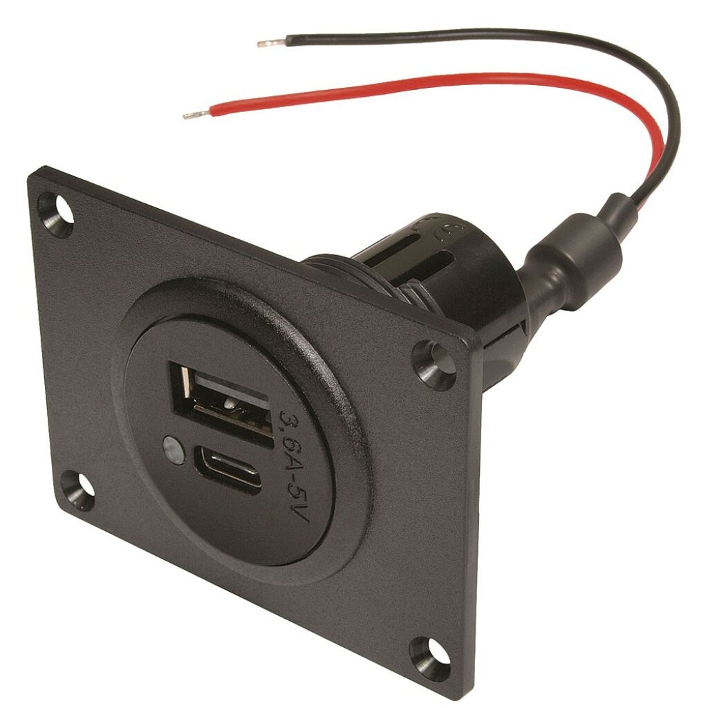 PRO CAR Doppelsteckdose EV PRO CAR Power USB-C/A mit Montageplatte 12 - 24 V