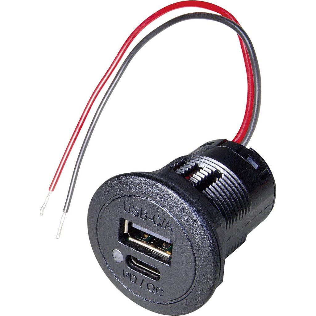 PRO CAR Power USB - C / A Doppelsteckdose PRO CAR PD / QC mit Kontroll-LED / 12 V - 24 V