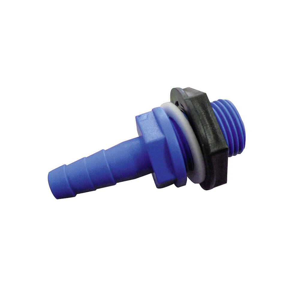 CARYSAN® Tankanaschlussteil gerade 1 / 2 Zoll x 10 / 12 mm mit Dichtung und Mutter Farbe blau